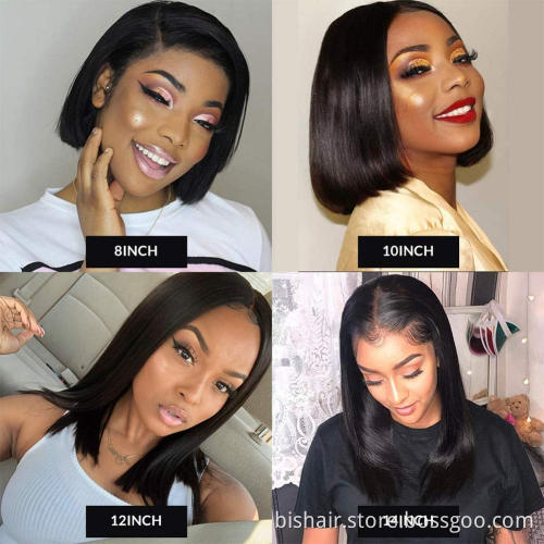 Brazil 4x4 real person straight hair Bob front lace wig is suitable for women without glue short wave straight hair 150% density